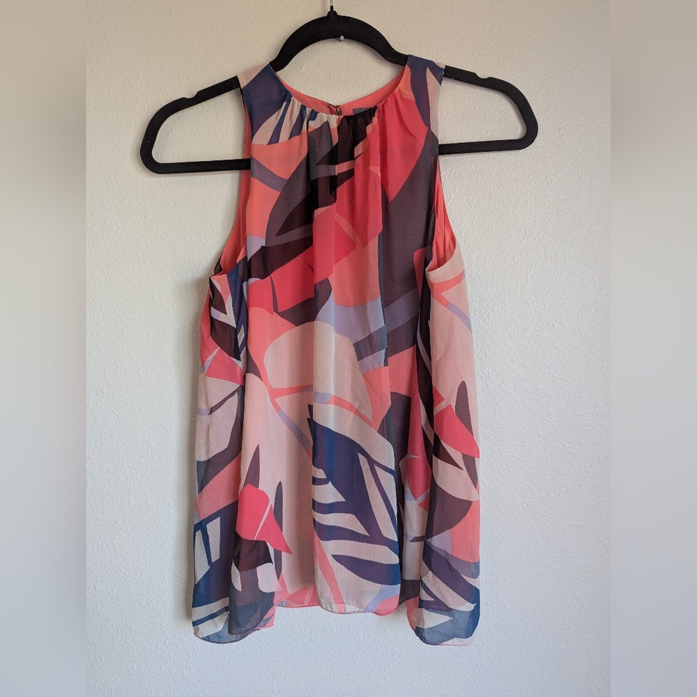 Vince Camuto Asymmetrical Coral and Black Sleeveless Top Size XS